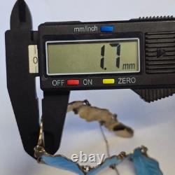 Sterling Silver Floral Panel Bracelet 18.71g Fine Jewelry 7 Blue Enamel Leaves