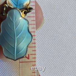 Sterling Silver Floral Panel Bracelet 18.71g Fine Jewelry 7 Blue Enamel Leaves