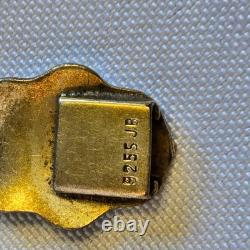 Sterling Silver Floral Panel Bracelet 18.71g Fine Jewelry 7 Blue Enamel Leaves