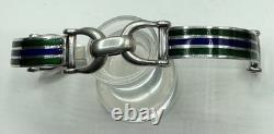 Sterling Silver Green, Navy Enamel Bracelet