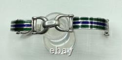Sterling Silver Green, Navy Enamel Bracelet