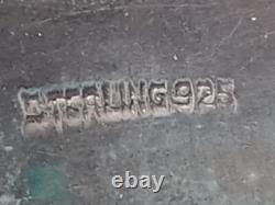 Sterling Silver Hinged Bangle Bracelet w. Blue & White Enamel Inlay, Elephants +