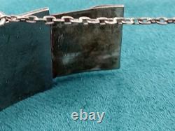 Sterling Silver Hinged Bangle Bracelet w. Blue & White Enamel Inlay, Elephants +