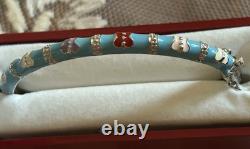 Sterling Silver and Turquoise Blue Enamel Butterfly Stackable Bangle Bracelet