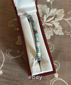 Sterling Silver and Turquoise Blue Enamel Butterfly Stackable Bangle Bracelet