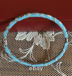 Sterling Silver and Turquoise Blue Enamel Butterfly Stackable Bangle Bracelet