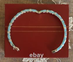 Sterling Silver and Turquoise Blue Enamel Butterfly Stackable Bangle Bracelet