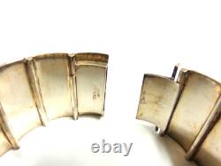 Sterling Silver blue enamel Siam Bracelet sz 7 in wgt 66.6 grams 1.25 in wide
