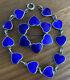 Sterling Volmer Bahner Vb Denmark Heart Blue Enamel Bracelet & Pin Guilloche