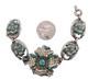 Stunning Blue Enameled & Rhinestone Inset Flower Art Deco Link Bracelet