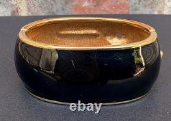 Swarovski Crystal Bracelet Wide Hinged Gold Tone Enamel Charm Cuff Nautical