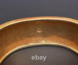 Swarovski Crystal Bracelet Wide Hinged Gold Tone Enamel Charm Cuff Nautical