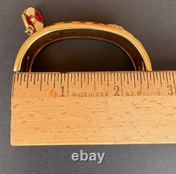 Swarovski Crystal Bracelet Wide Hinged Gold Tone Enamel Charm Cuff Nautical