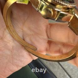 Swiss made blue green red enamel flower peekaboo watch bracelet gold tone
