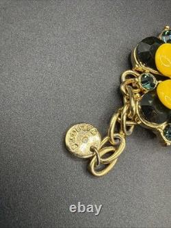 TALBOTS Floral Statement Necklace Bracelet Earrings Jewelry Set Yellow Dusty Blu