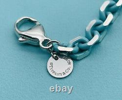 TIFFANY & CO. Silver Bracelet with Blue Enamel Finish Sparkler New 7.75