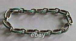 TIFFANY & CO. Sterling Silver Blue Enamel Oval Link Charm Bracelet