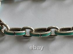 TIFFANY & CO. Sterling Silver Blue Enamel Oval Link Charm Bracelet