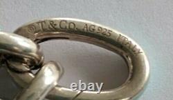 TIFFANY & CO. Sterling Silver Blue Enamel Oval Link Charm Bracelet