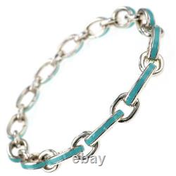 TIFFANY & Co. Clasping Link Bracelet SV925 Silver Tiffany Blue Enamel P0012182