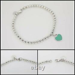 TIFFANY&Co. Sterling Silver Blue Enamel Return To Heart Beads bracelet Women