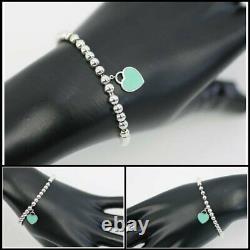TIFFANY&Co. Sterling Silver Blue Enamel Return To Heart Beads bracelet Women
