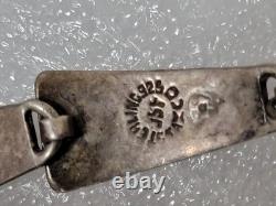 Taxco Mexico JSF Sterling Silver Blue Enamel Inlay Panel Bracelet 6.75 17.4 g