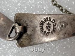 Taxco Mexico JSF Sterling Silver Blue Enamel Inlay Panel Bracelet 6.75 17.4 g