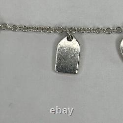 Tiffany And Company 10 Charm Mini 6 1/2 Blue Enamel. 925 Bracelet