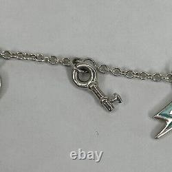 Tiffany And Company 10 Charm Mini 6 1/2 Blue Enamel. 925 Bracelet