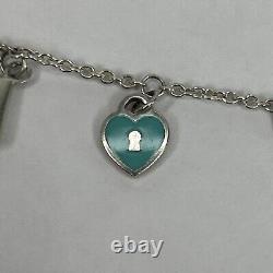 Tiffany And Company 10 Charm Mini 6 1/2 Blue Enamel. 925 Bracelet