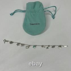 Tiffany And Company 10 Charm Mini 6 1/2 Blue Enamel. 925 Bracelet