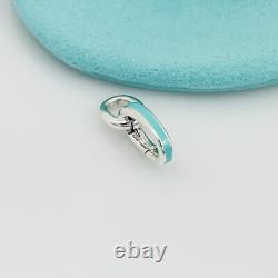 Tiffany Blue Enamel Oval Clasping Link Jump Ring Charm Bracelet Length Extender