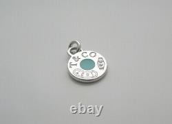 Tiffany & Co 1837 Blue Enamel Circle Pendant Charm For Bracelet Necklace Silver