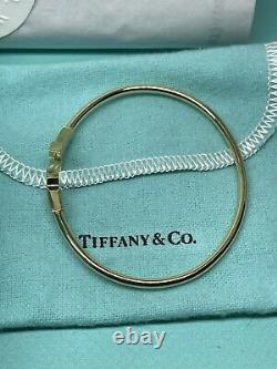 Tiffany & Co 18k Gold T Wire Cuff Bracelet Yellow Gold & Tiffany Enamel Blue