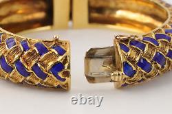Tiffany & Co. 18k Yellow Gold Cuff Bracelet with Blue Enamel (98.64g.)