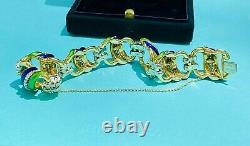 Tiffany & Co. 18kt Yellow Gold, Blue & Green Enamel Diamond Bracelet RARE