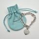 Tiffany & Co 7 925 Sterling Silver Blue Enamel Heart Tag Cable Chain Bracelet