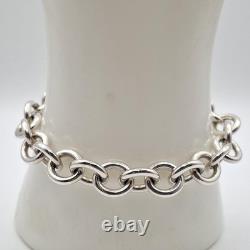 Tiffany & Co 7 925 Sterling Silver Blue Enamel Heart Tag Cable Chain Bracelet