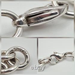 Tiffany & Co 7 925 Sterling Silver Blue Enamel Heart Tag Cable Chain Bracelet