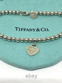Tiffany & Co. 925 Blue Enamel Mini Heart Tag Bracelet 6.5long