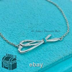 Tiffany & Co. 925 Silver Blue Enamel Bow Knot 6.25 Bracelet (pouch)