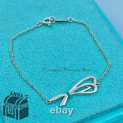 Tiffany & Co. 925 Silver Blue Enamel Bow Knot 6.25 Bracelet (pouch)