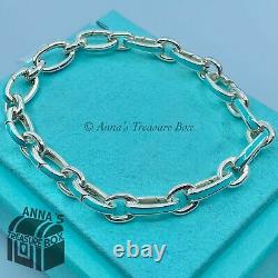 Tiffany & Co. 925 Silver Blue Enamel Clasping Link 7 Bracelet (pouch)