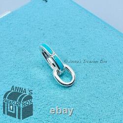 Tiffany & Co. 925 Silver Blue Enamel Clasping Link Bracelet Extender Charm