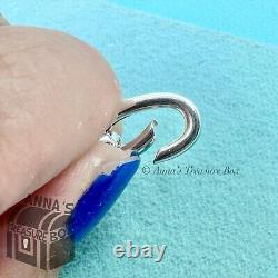 Tiffany & Co. 925 Silver Blue Enamel Clasping Link Bracelet Extender Charm