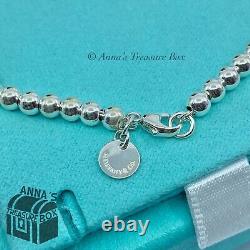 Tiffany & Co. 925 Silver Blue Enamel Heart Round RTT 6.75 Bracelet (Bx, pch, rbn)