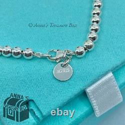 Tiffany & Co. 925 Silver Blue Enamel Heart Round RTT 6.75 Bracelet (Bx, pch, rbn)