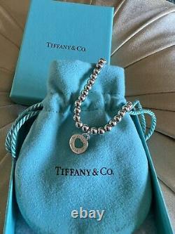 Tiffany & Co. 925 Silver Blue Enamel Heart Round RTT 7.5 Bead Bracelet NEW