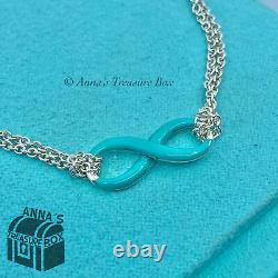 Tiffany & Co. 925 Silver Blue Enamel Infinity 8 Bracelet (pouch)